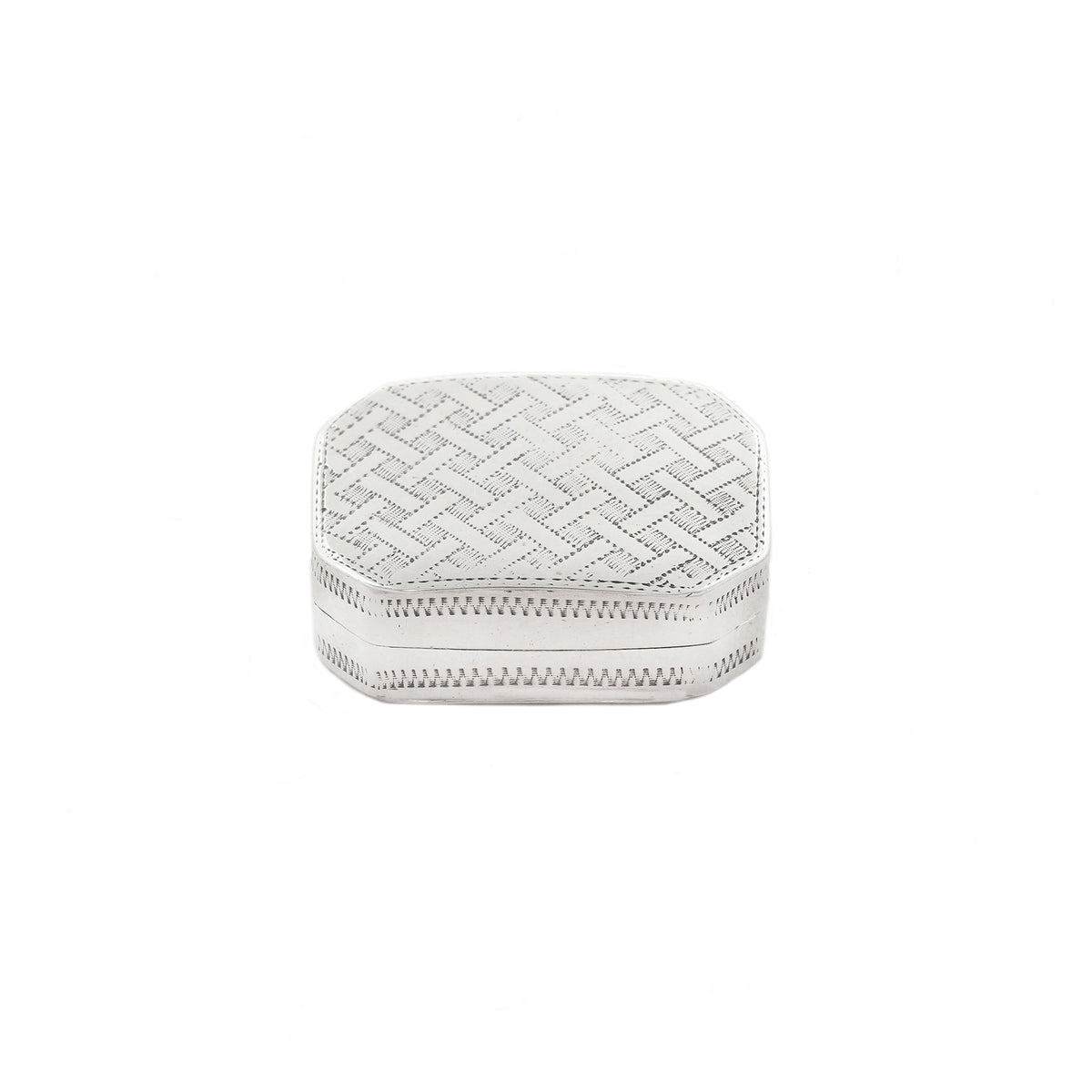 White woven patterned vinaigrette box on a white background