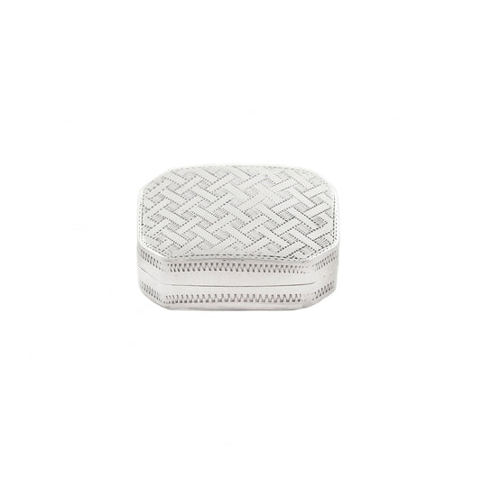 White woven patterned vinaigrette box on a white background