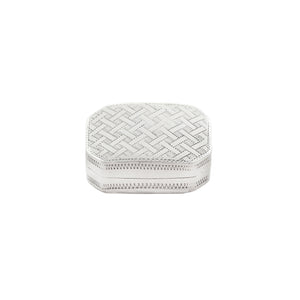 White woven patterned vinaigrette box on a white background