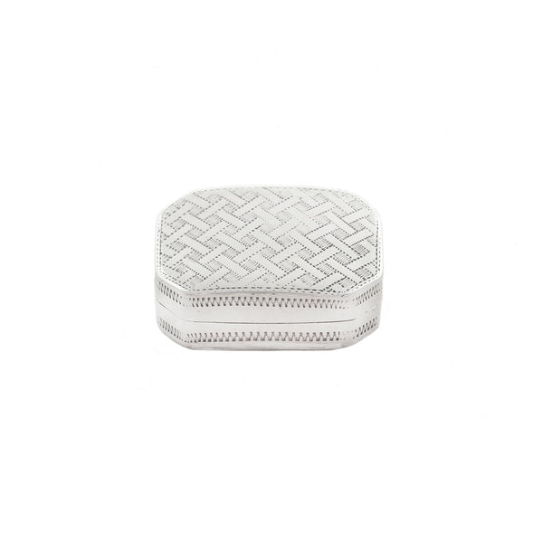 White woven patterned vinaigrette box on a white background