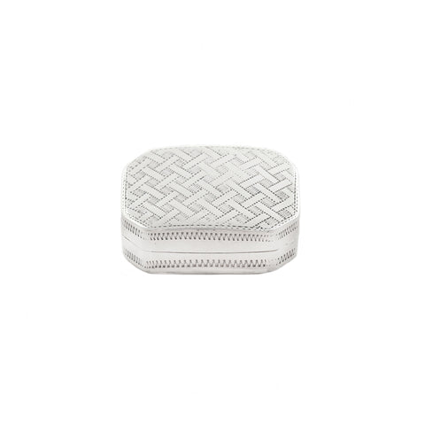 White woven patterned vinaigrette box on a white background