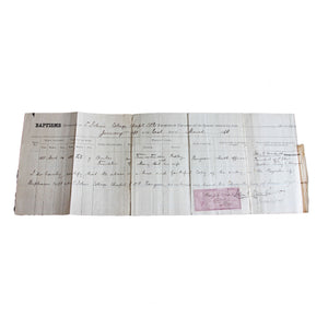 An antique document certificate with visible aging and fold marks, featuring a stamped seal.