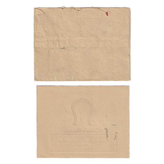 reverse of envelope and card cream and showing signs of wear