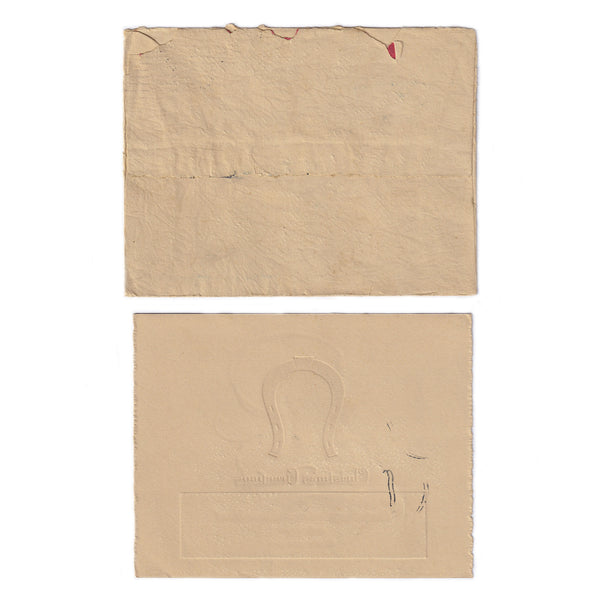 reverse of envelope and card cream and showing signs of wear