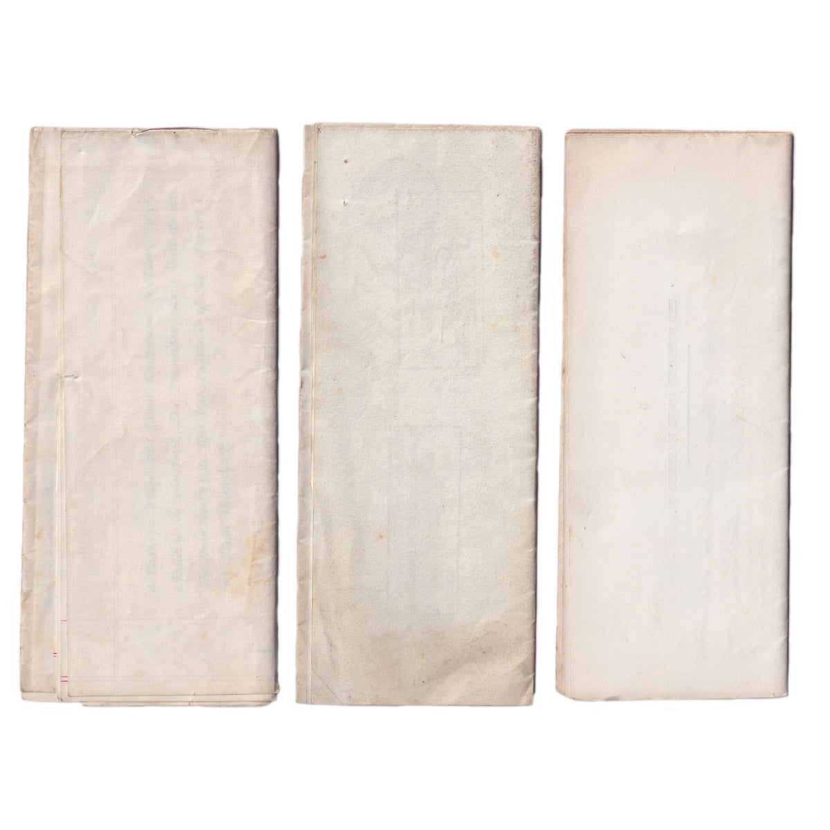 A set of 3 old documents in relation to properties in Worthing dated 1883 1889 and 1912 which are folded up