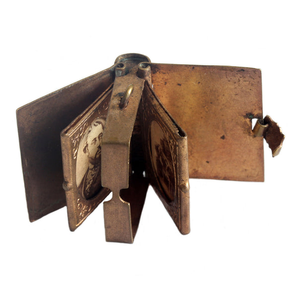 inside of miniature brass photo frame