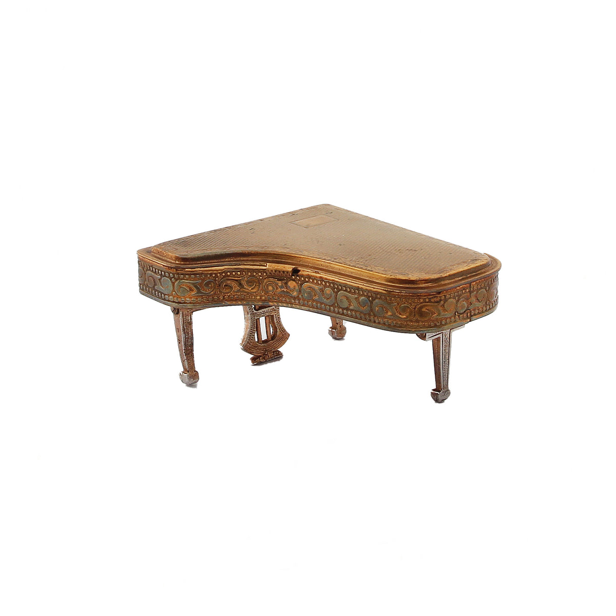 A powder compact art deco grand piano closed up