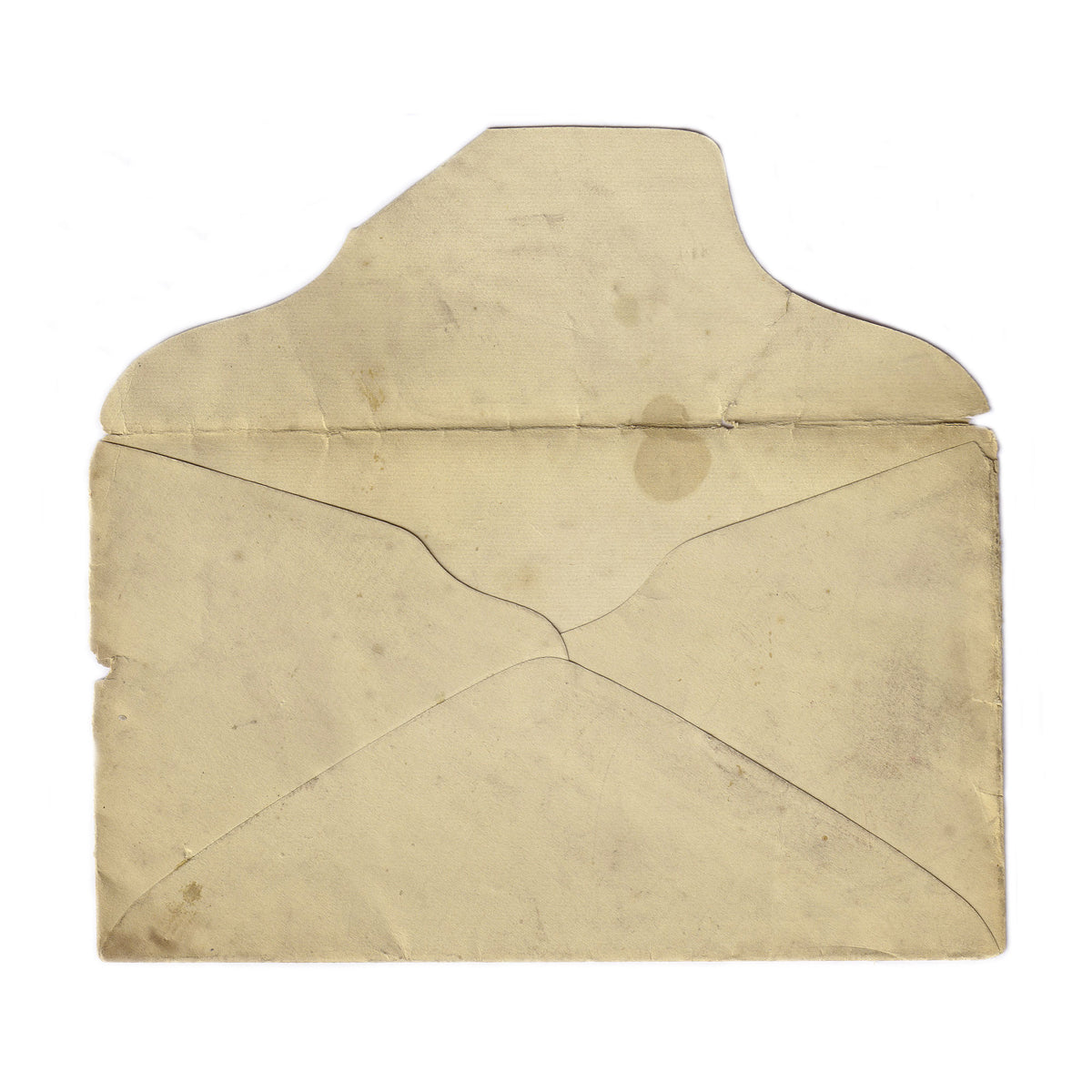 An antique prescription envelope opened up and blank with marks