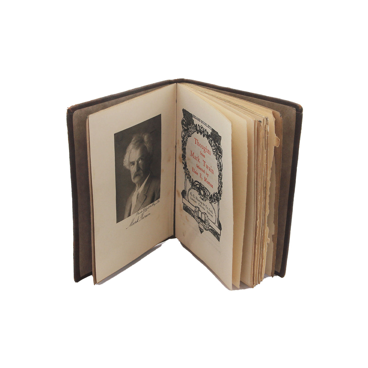 miniature book by Mark Twain sesame showing inside illustration and motif