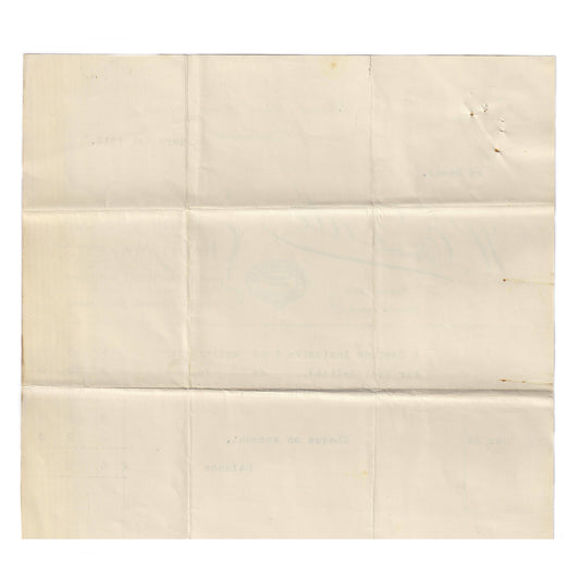 old invoice reverse with folded marks and signs of wear