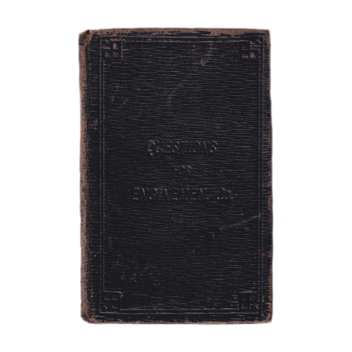 Leather-bound book with the title 'Practical Questions for Enginemen and Fireman' published by Lancashire and Yorkshire Railway, Horwich. Dated April 1910.